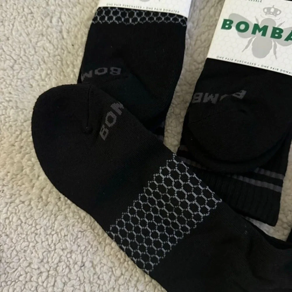 Bombas Calf Socks mens size XL solid‎ black Honeycomb cushion stay up